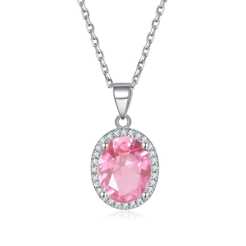 S925 sterling silver oval birthstone necklace, women's style, personalized geometric gemstone pendant, exquisite and simple jewelry, a perfect gift for her