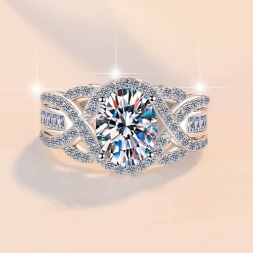 2-carat oval moissanite engagement ring – 925 sterling silver women's promise ring, hypoallergenic fashion jewelry gift