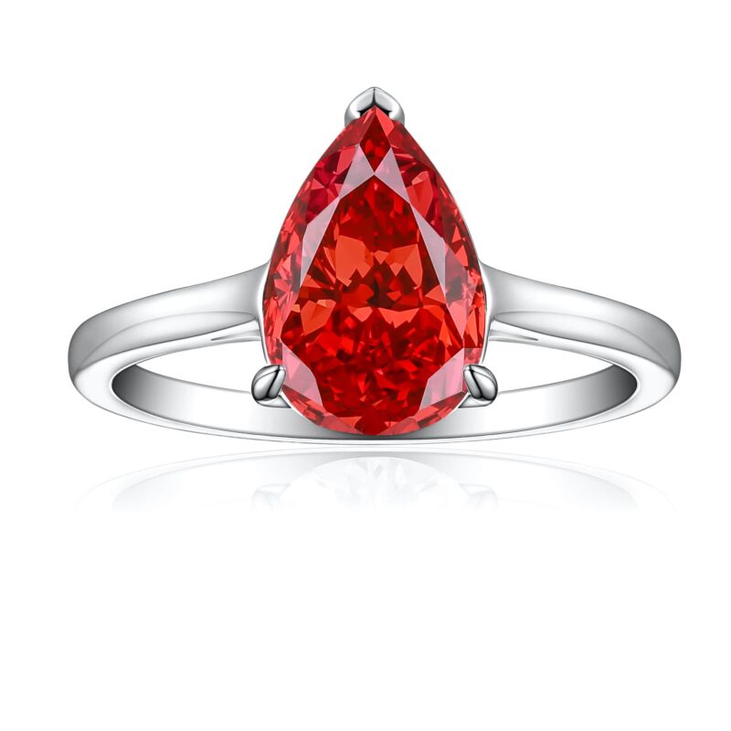 Firework-cut teardrop-shaped gemstone ring – 925 sterling silver unique ring | Sparkling 8 x 12 mm crystals, fade-resistant, fashionable jewelry 2025