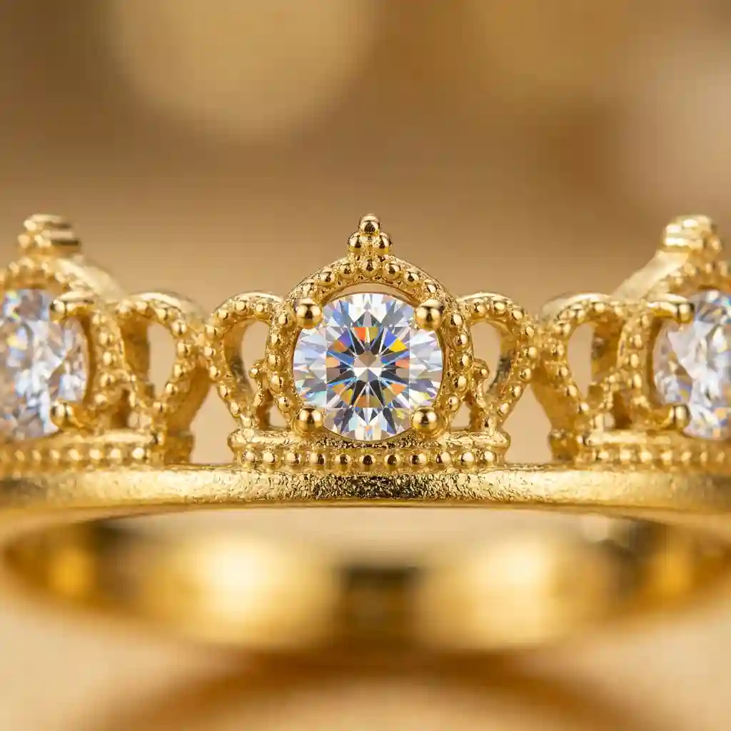 2026 Jewelry Trends Wholesale Crown Inlay Detail Macro 925 Silver Premium Artisan Setting Value Over Discount