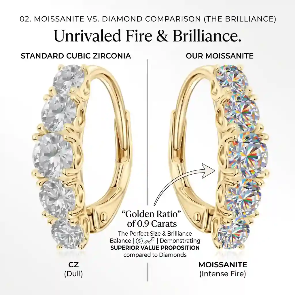 Moissanite Jewelry Wholesale More Brilliant Than Diamond GRA Certified D-Color VVS1 Brilliance Comparison