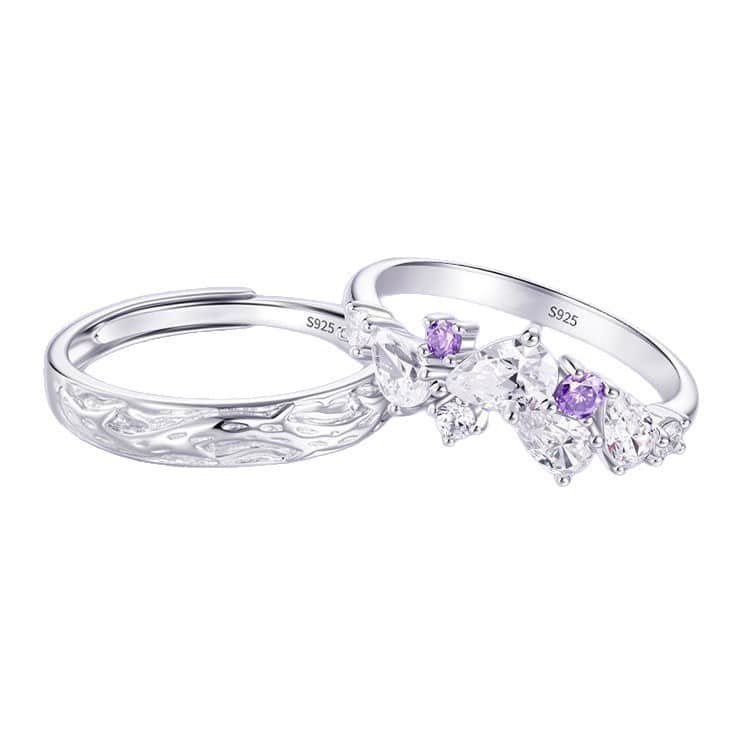 925 Sterling Silver Wisteria Couple Rings – Adjustable Floral Pattern Promise Jewelry, Anniversary and Engagement Gift - Image 9