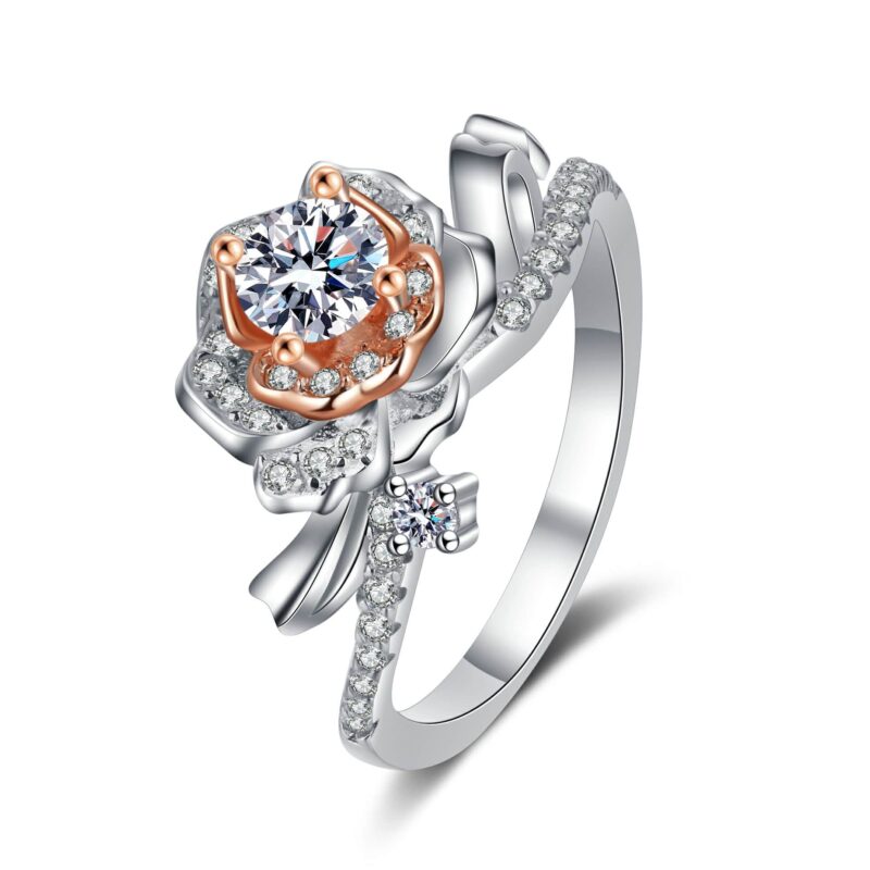 S925 Daisy Moissanite Ring 0.5 Carat – Vintage Floral Diamond-Alternative | Nature-Inspired Silver/Rose Gold Promise & Engagement Ring
