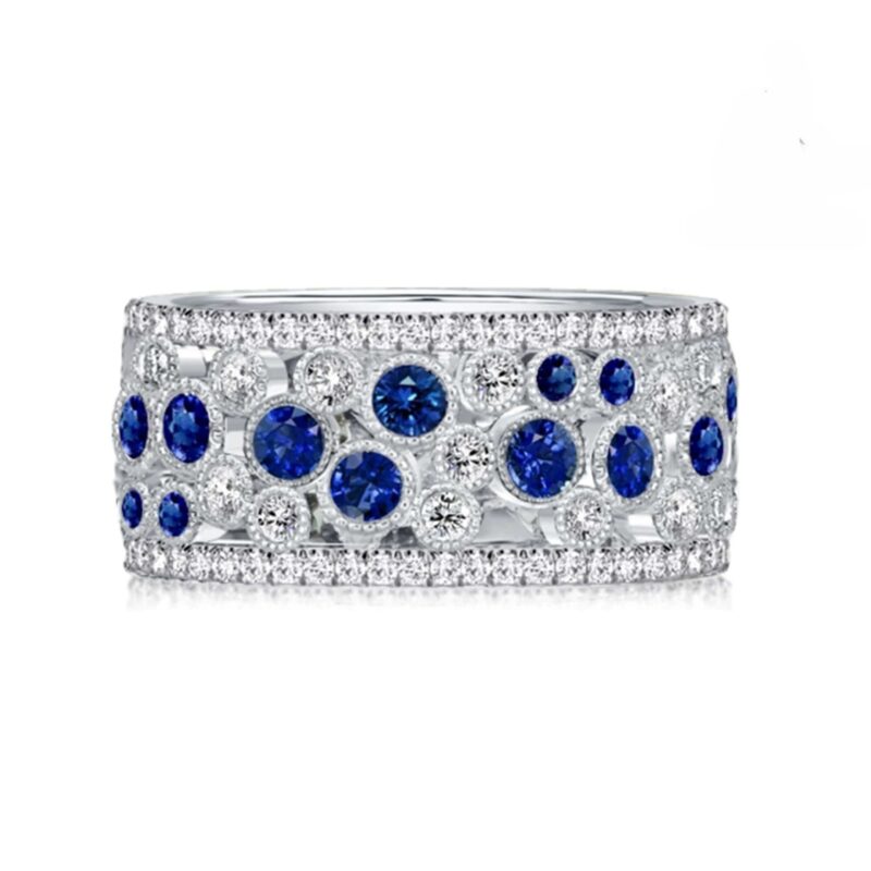 peacock blue spinel ring - art deco 18k gold 925 silver