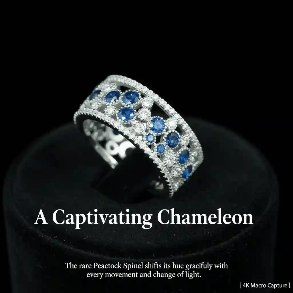 peacock blue spinel ring - art deco 18k gold 925 silver Peacock Blue Spinel Ring Art Deco 18K gold plated 925 sterling silver vintage geometric design peacock blue CZ