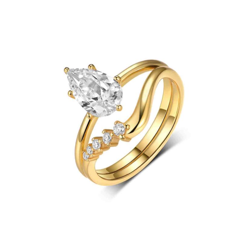 1.5ct Geometric Moissanite Ring Set in 925 Sterling Silver | Modern Minimalist Stackable Band for Her