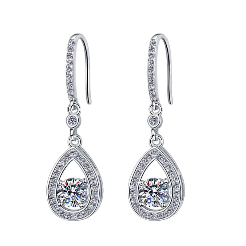 Mirametal™ Crown Teardrop Moissanite Earrings - 925 Sterling Silver D-Color Drop Earrings for Women