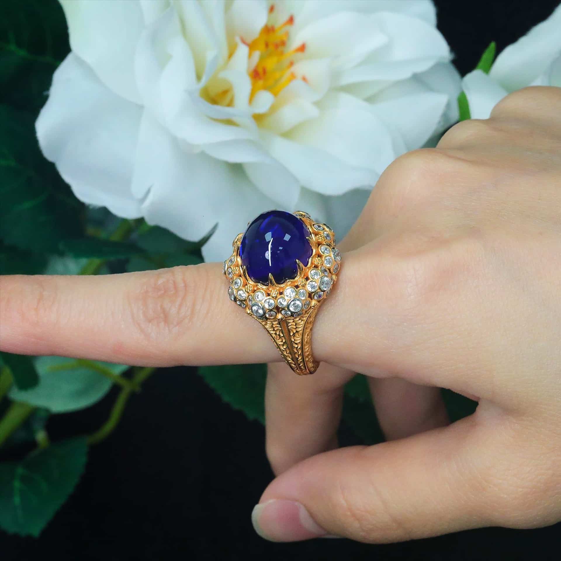 stunning royal blue cocktail ring 7.8ct diamond 925 Styling Royal Blue Cocktail Ring 7.8ct diamond statement ring