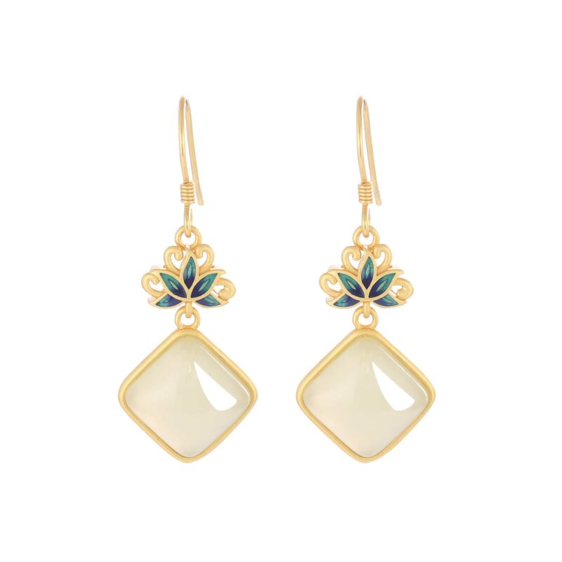 lotus jade earrings