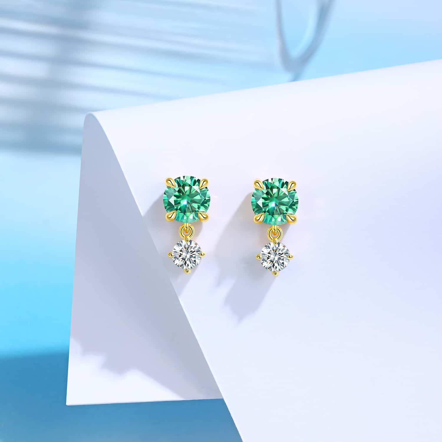 stunning moissanite geometric earrings 2.5ct gra Styling Moissanite Geometric Earrings 2.5ct GRA certified dangle earrings