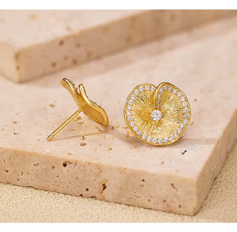 stunning lotus leaf earrings jewelry - 18k gold MIRAMETAL vintage lotus leaf earrings 925 silver - luxury packaging and brand presentation