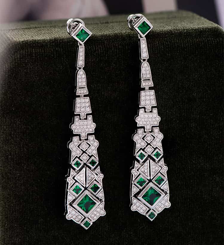 stunning green drop earrings - 5a zirconia 925 Styling Green Drop Earrings 925 silver - vintage dangle earrings worn with formal and casual looks