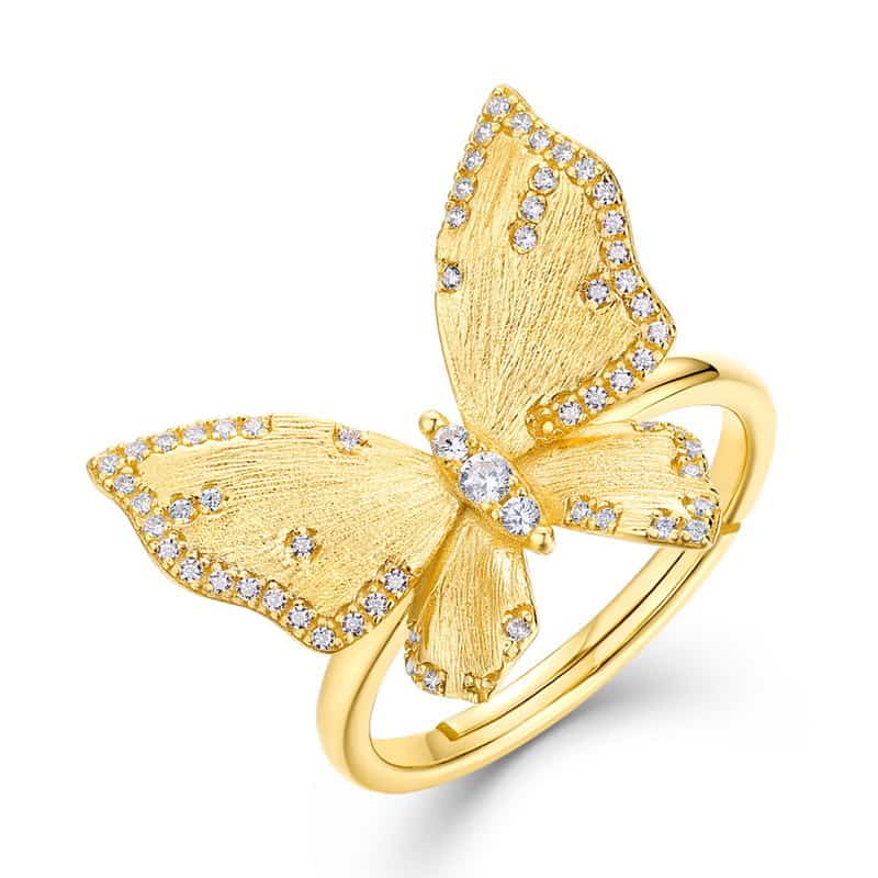 925 sterling silver pearl butterfly adjustable ring, women's vintage hollow out gold plated open ring jewelry gift 925 sterling silver pearl butterfly adjustable ring, women's vintage hollow out gold plated open ring jewelry gift Pearl Butterfly Ring - styling inspiration vintage gold plated adjustable ring