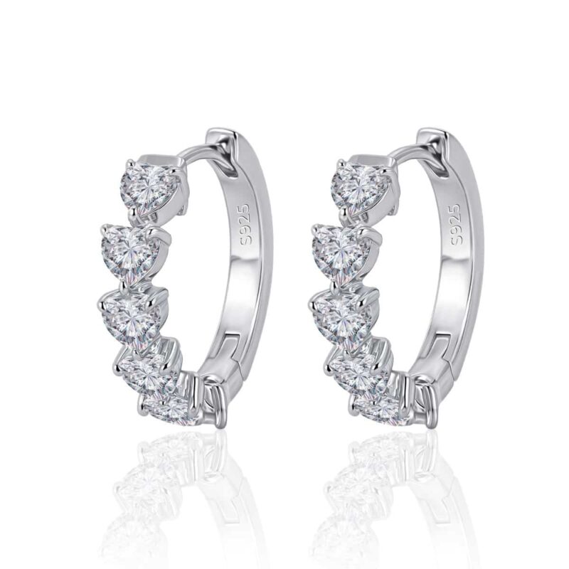 D-color moissanite heart-shaped earrings, 925 sterling silver hypoallergenic stud earrings, anniversary/birthday gift (GRA certified).