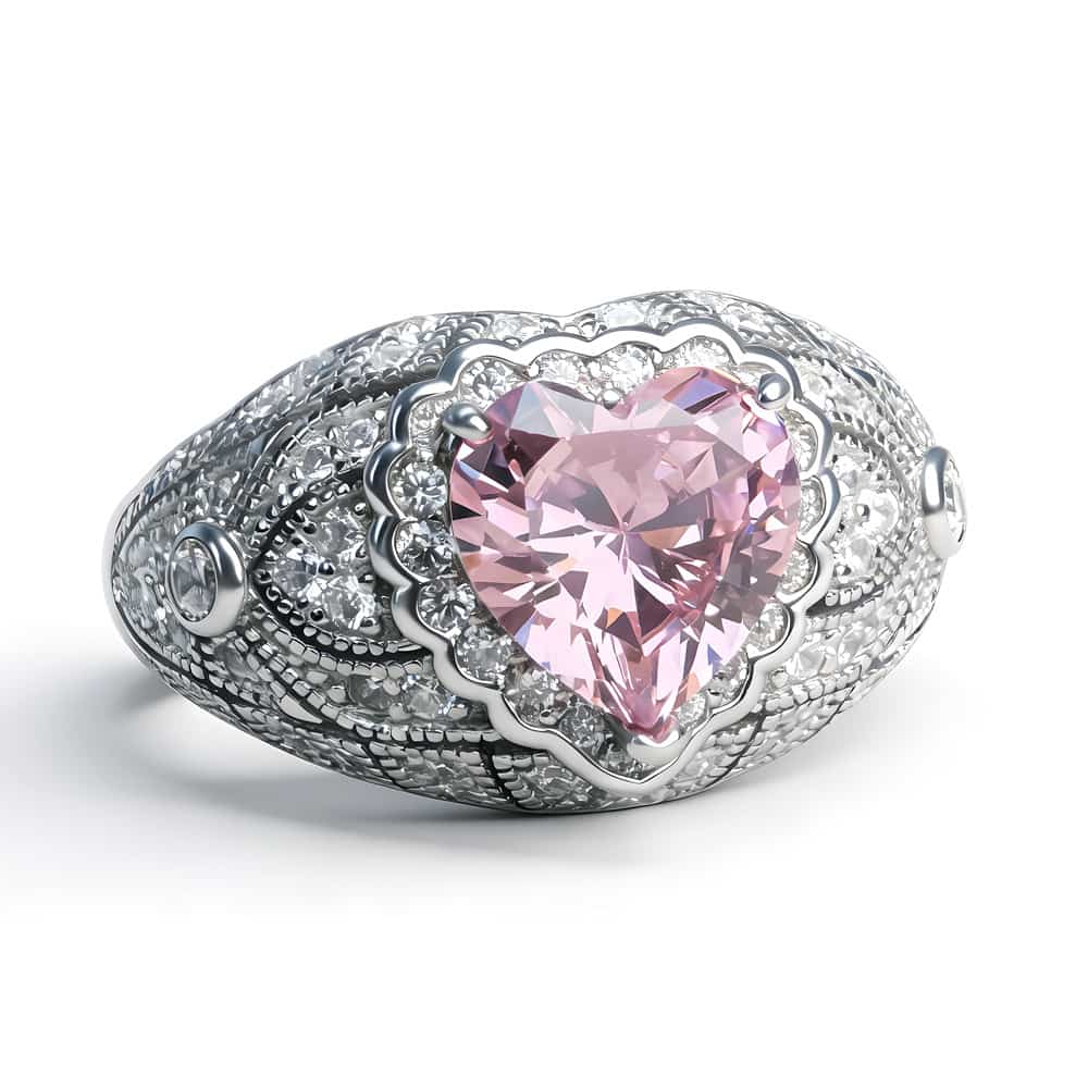 Pink Moissanite Heart Ring