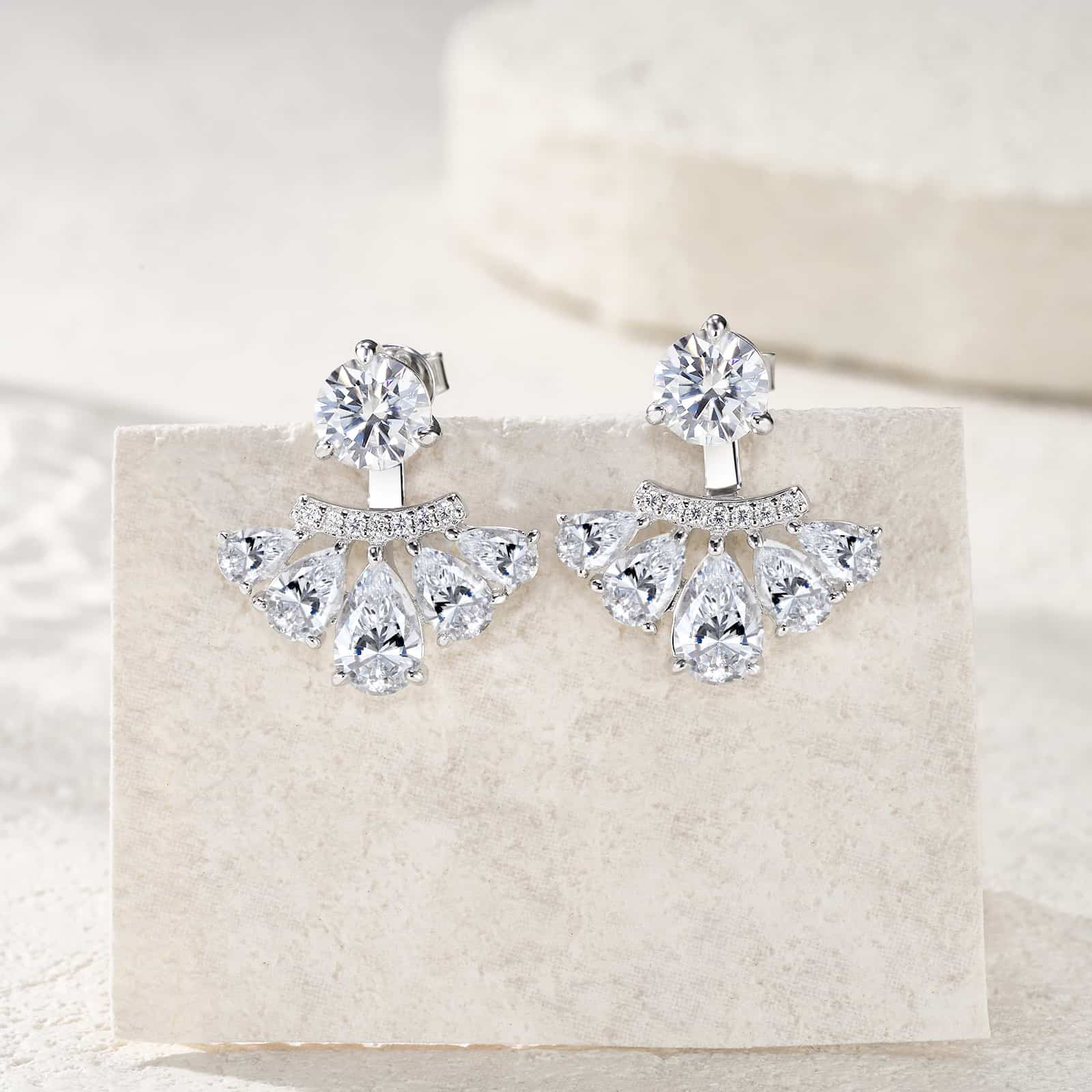 Moissanite Fan Drop Earrings