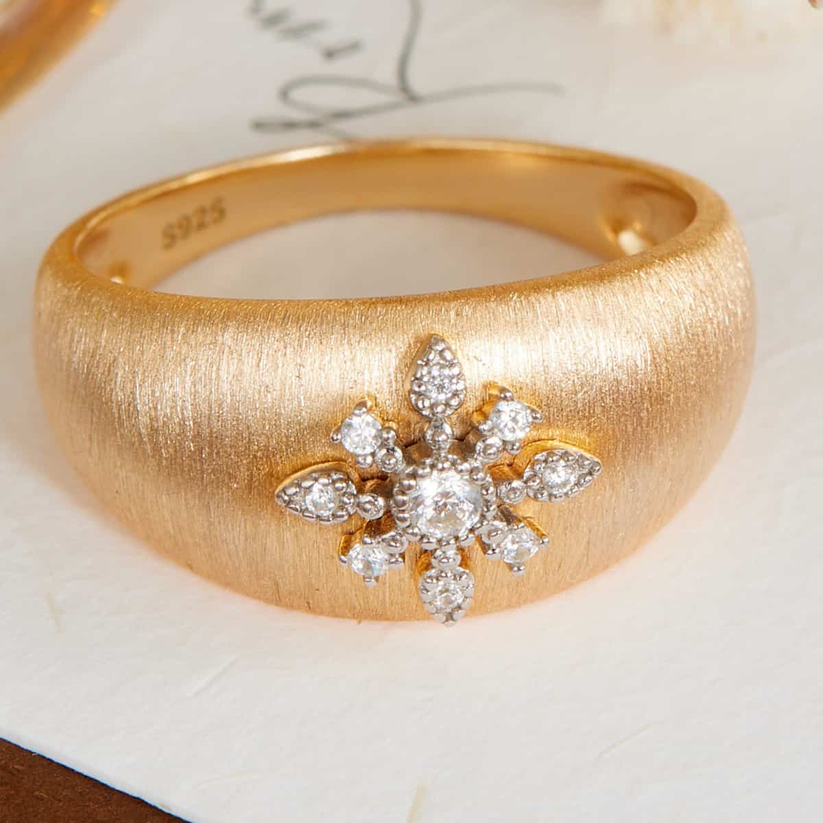 Gold Snowflake Moissanite Ring