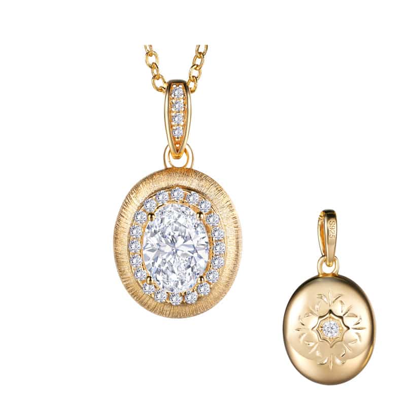 Vintage 925 Sterling Silver Oval Pendant Necklace – Hand-polished and brushed gold geometric chain – Simple and exquisite women's jewelry – Hypoallergenic affordable luxury gift