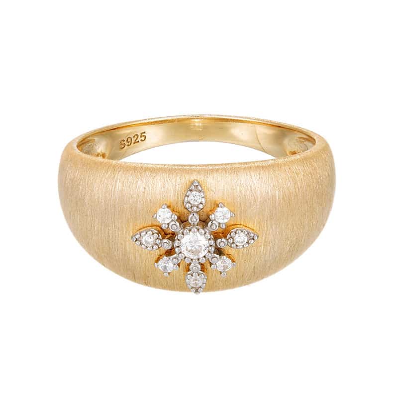 Snowflake Elegance Wide Band Ring