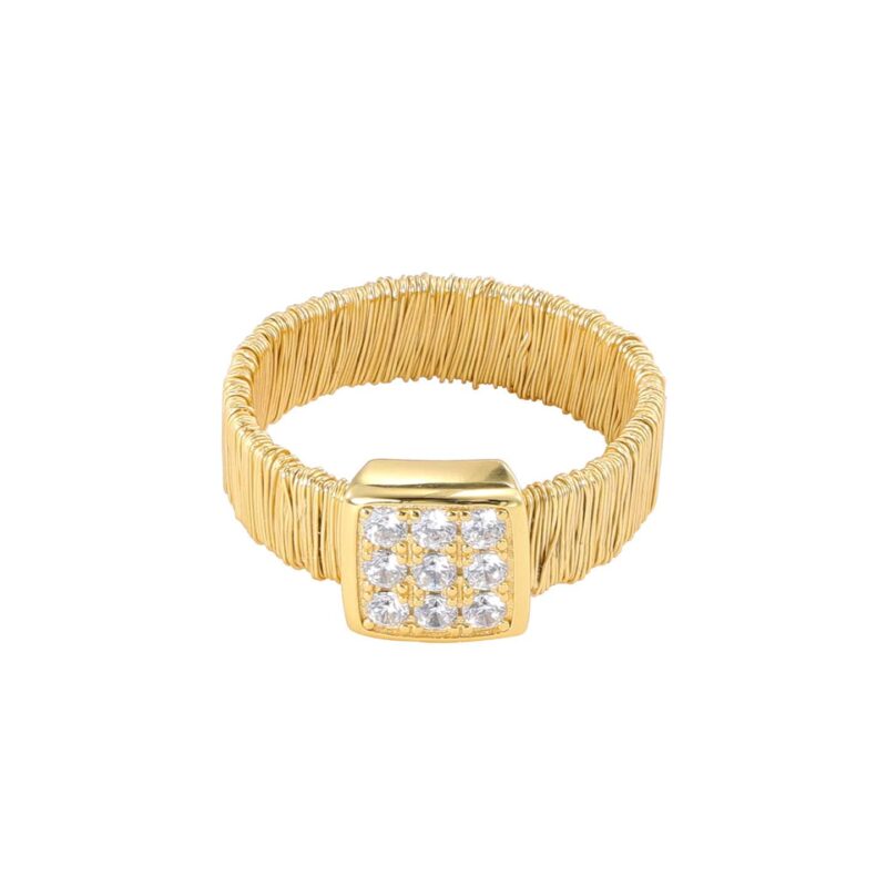 925 Sterling Silver Italian Woven Ring - 18K Gold Plated Band
