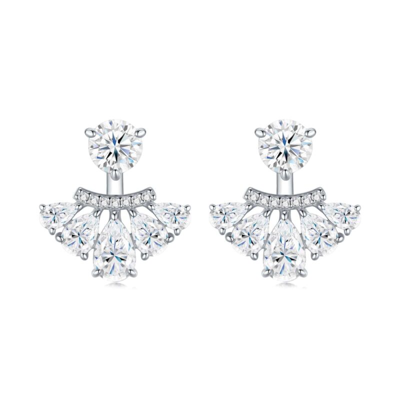 Geometric Fan-Shaped Moissanite Earrings