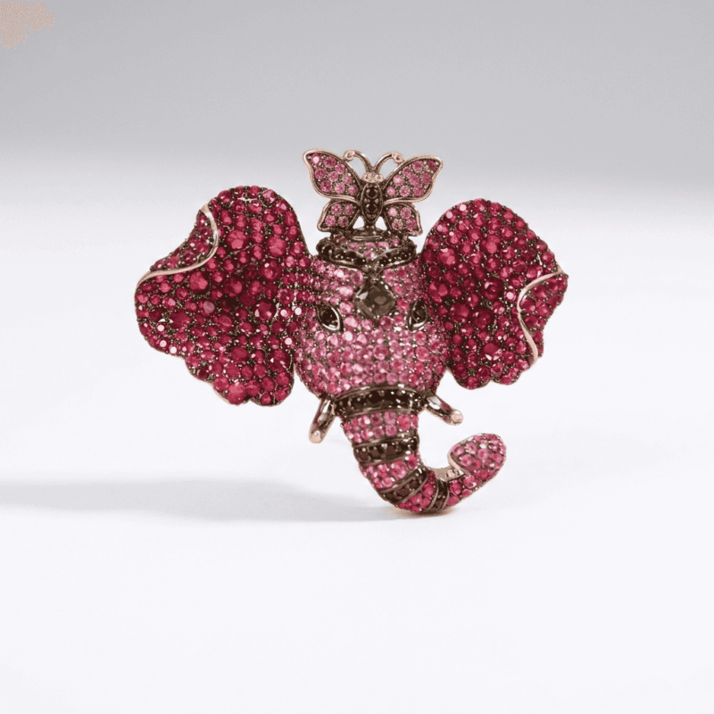 Sparkling 925 Sterling Silver Elephant Brooch jewelry gift