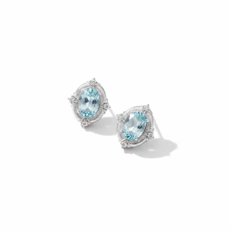 Aquamarine Rhombus Studs S925 Sterling Silver Hypoallergenic Earrings