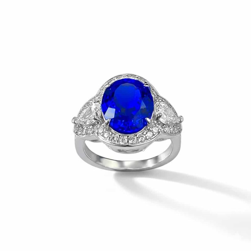 Royal Blue Oval Ring 925 Sterling Silver