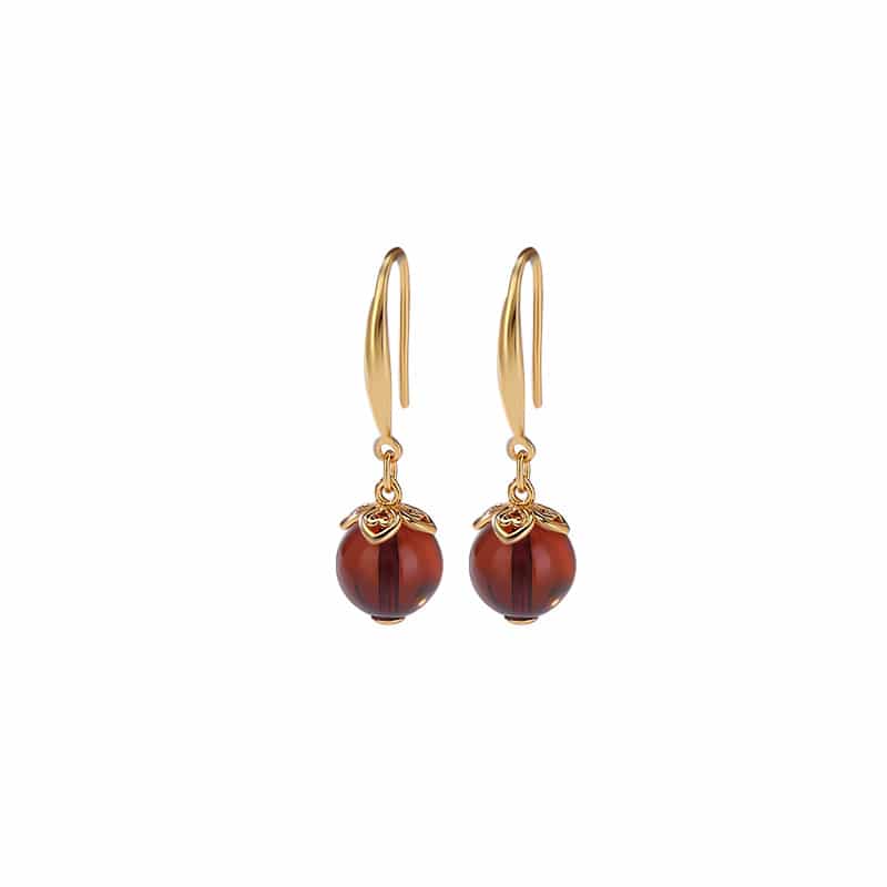 925 Sterling Silver Blood Amber Earrings