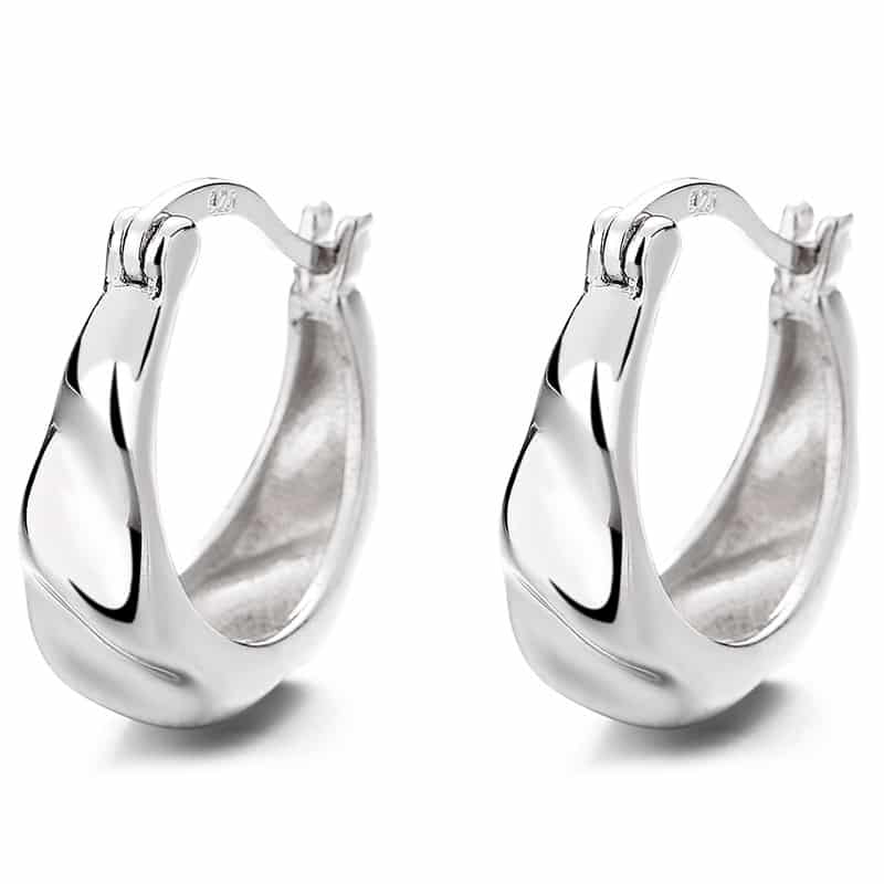 Handcrafted 925 Sterling Silver Earrings with Ripple Texture