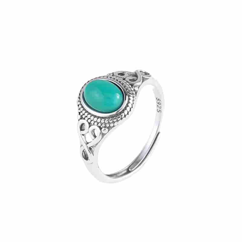 925 sterling silver gemstone ring with natural stone