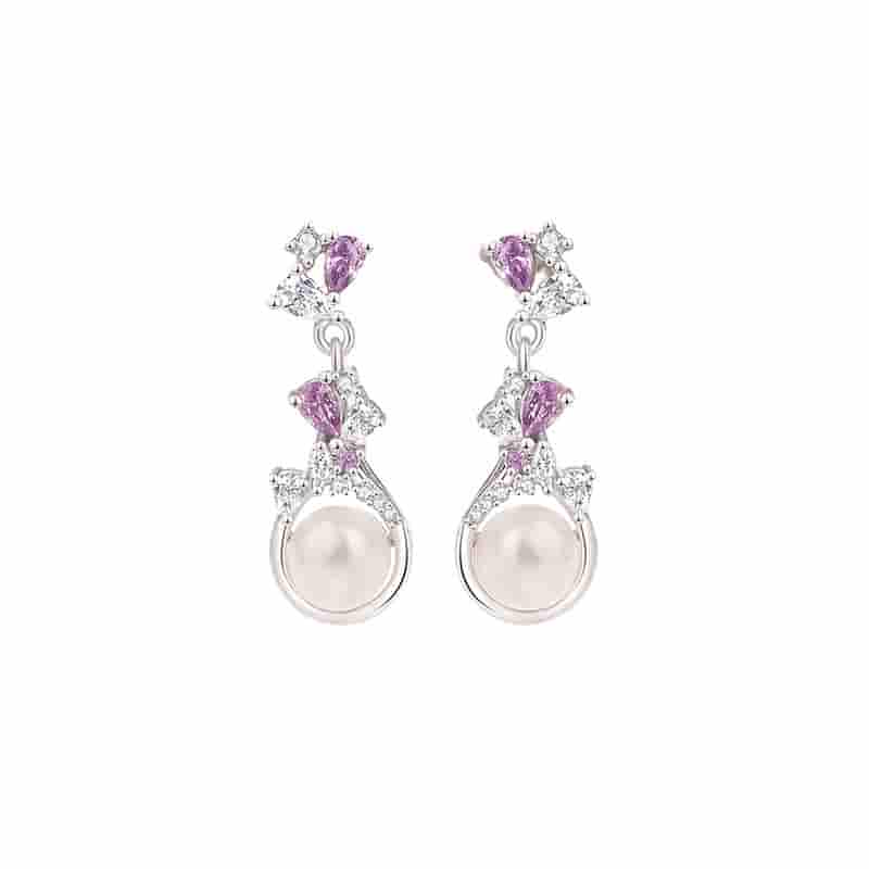 Handcrafted Wisteria Flower Silver Earrings in 999 Sterling Silver - Elegant Floral Design