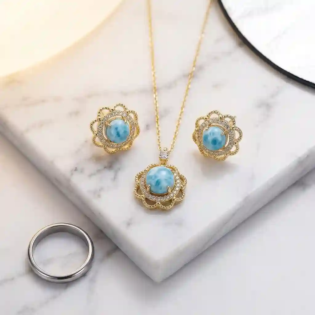 wholesale silver jewelry alt="Stunning Larimar earrings set in handcrafted 925 sterling silver MIRAMETAL