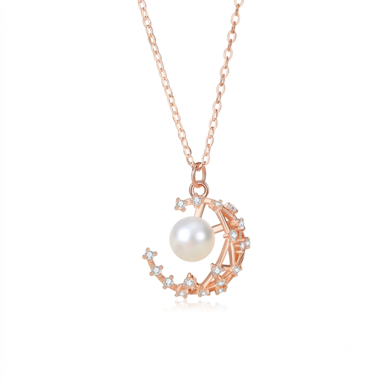 Moonstone Crescent Necklace - Natural Gemstone 925 Silver|MIRAMETAL