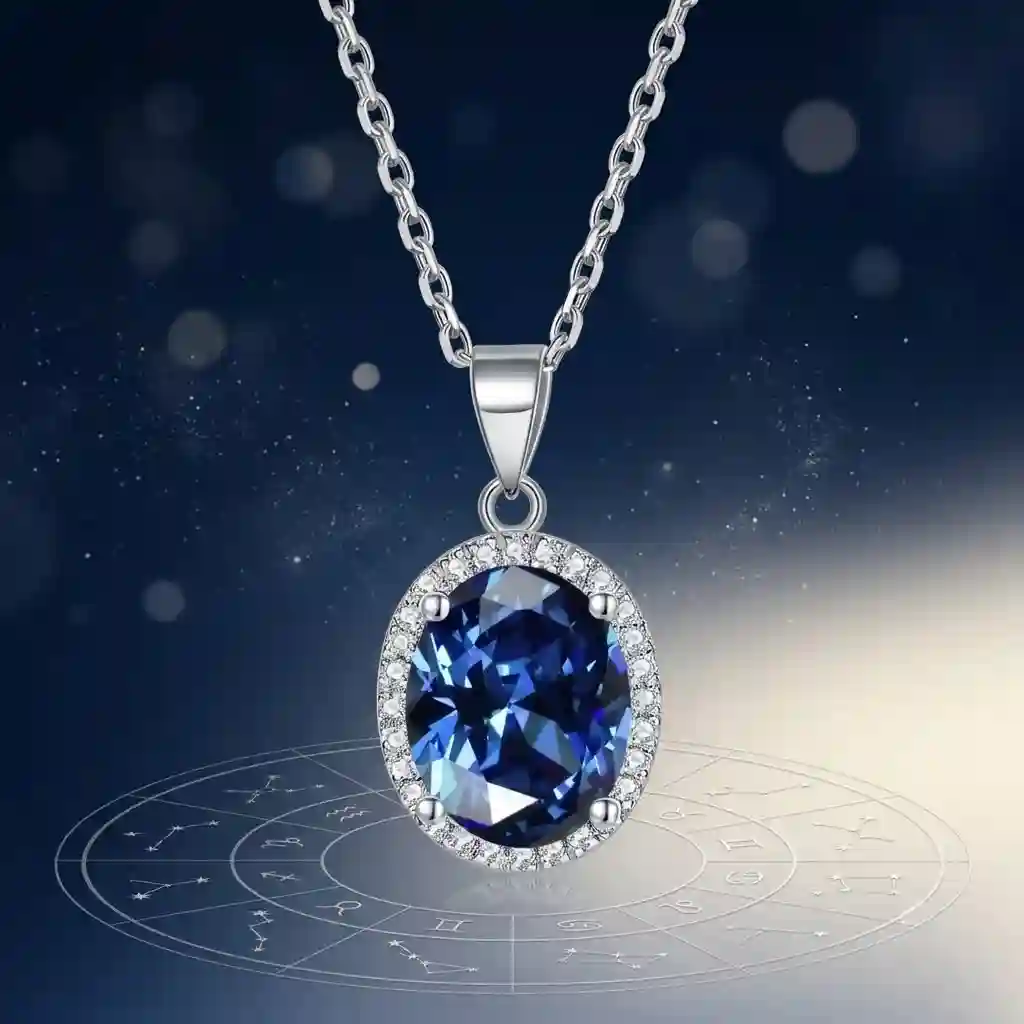 lab-grown vs natural gemstones Handcrafted Zodiac Birthstone Necklace - 12 Colors 925 Silver CZ Pe MIRAMETAL
