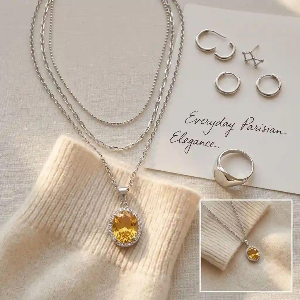 Styling guide for zodiac birthstone necklace layered with other chains and earrings for everyday elegance and gift-ready look