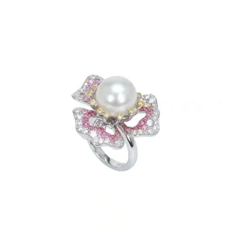Gold Pearl Ring 925 Silver,Handcrafted|MIRAMETAL