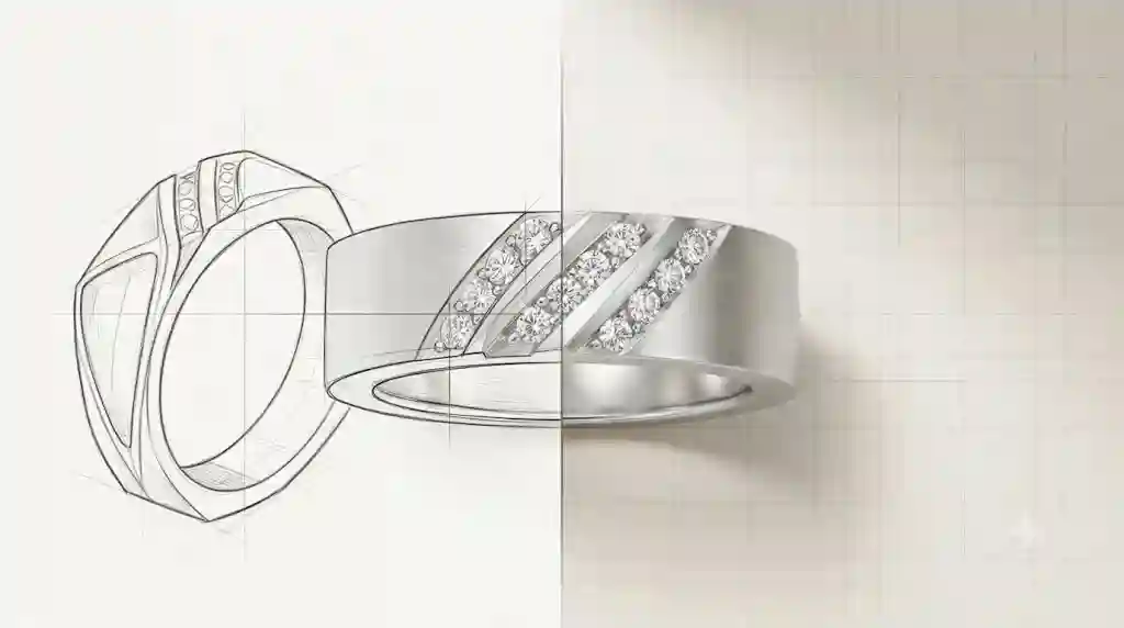 matte moissanite ring - more brilliant than diamond - design sketch