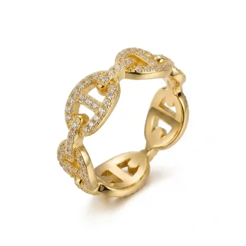 Geometric Pig Nose Ring - Stacking CZ Ring