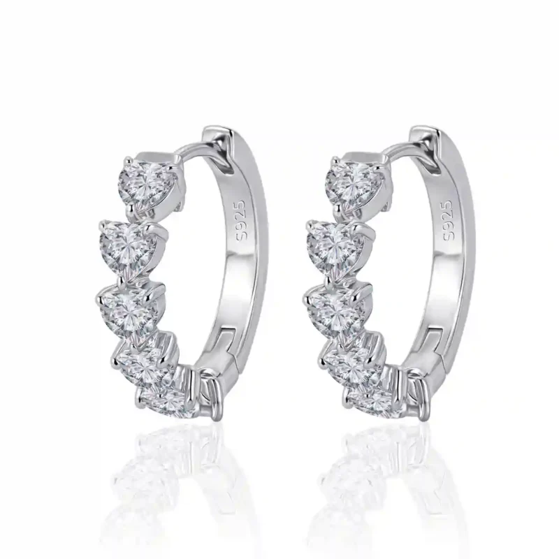 Moissanite Heart Earrings - D-Color GRA