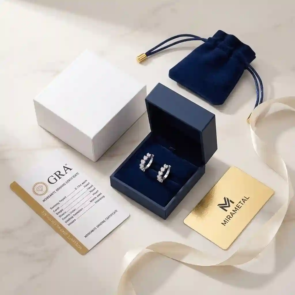Sterling silver jewelry gift box with emotional story card and care instructions