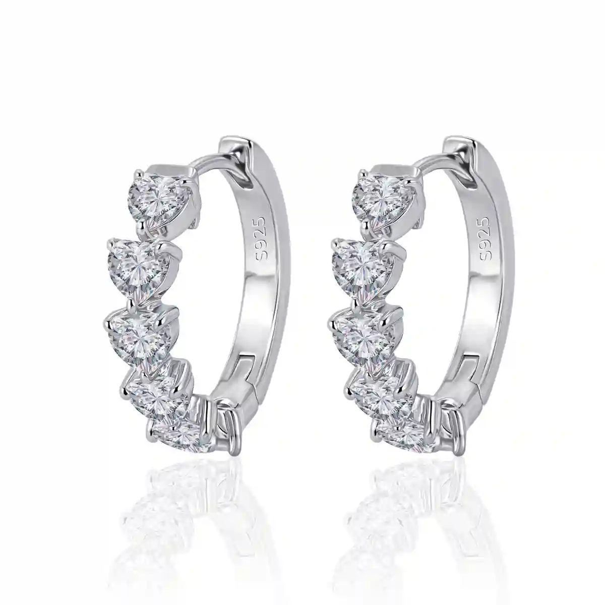 Moissanite Heart Earrings - D-Color GRA
