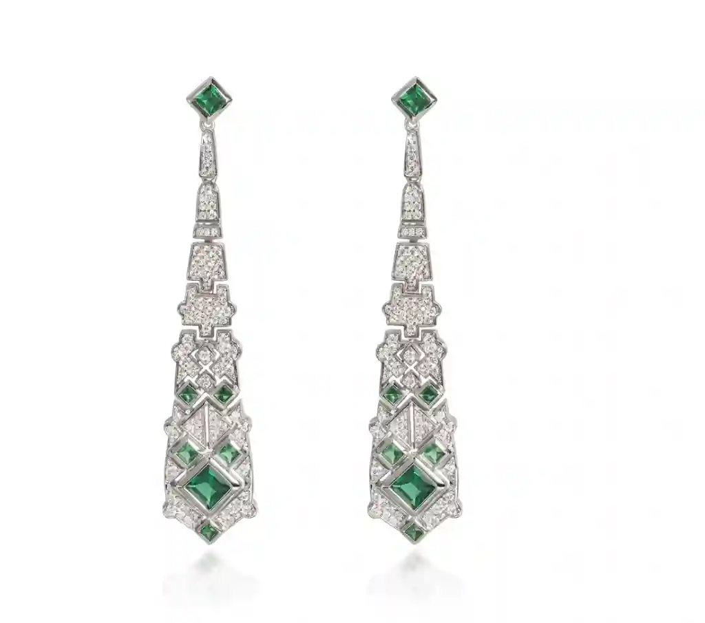 Green Drop Earrings - CZ 925