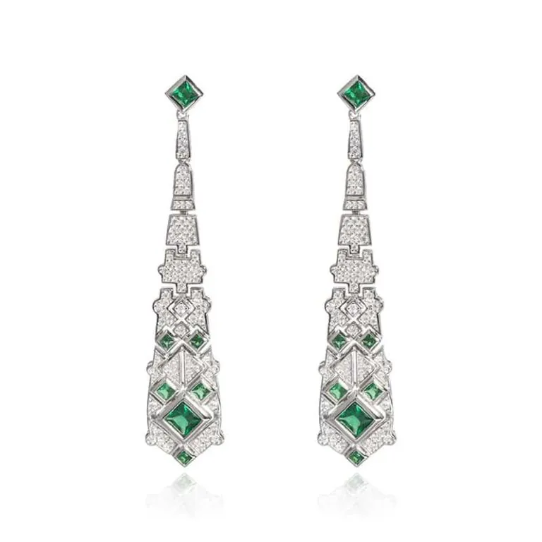Stunning Green Drop Earrings - 5A Zirconia 925|MIRAMETAL