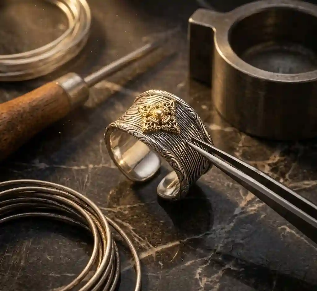 Hercules Coin Signet Ring - Worn on finger