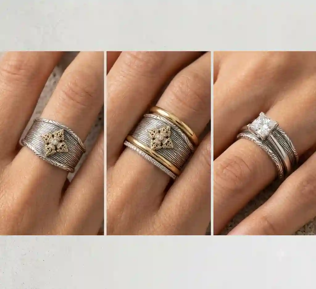 Hercules Coin Signet Ring - Stacked styling