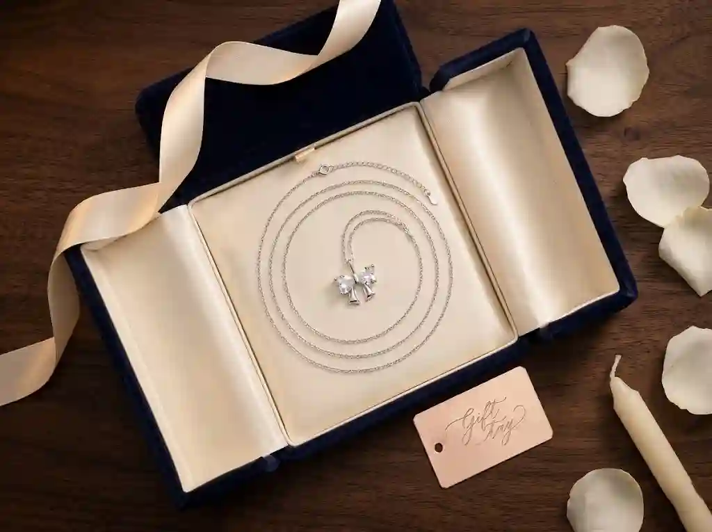 scale jewelry business wholesale Handcrafted Exquisite Butterfly Bow Necklace — S999 Silver Zircon|M MIRAMETAL