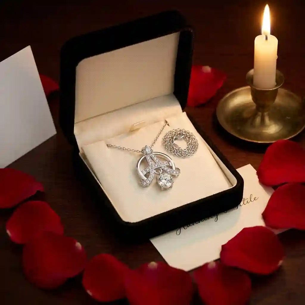 Eiffel Tower Moissanite Necklace in luxury MIRAMETAL gift box with GRA certificate, perfect for gifting, MIRAMETAL