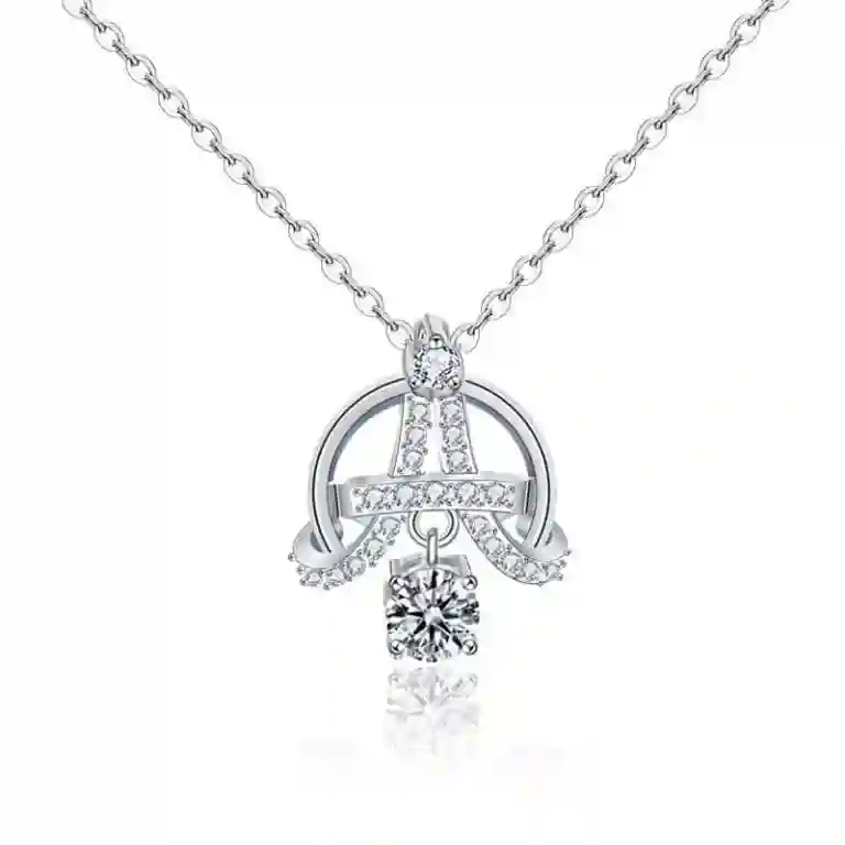 Eiffel Tower Moissanite Necklace featured image GRA certified D-color VVS1 moissanite 925 silver, MIRAMETAL
