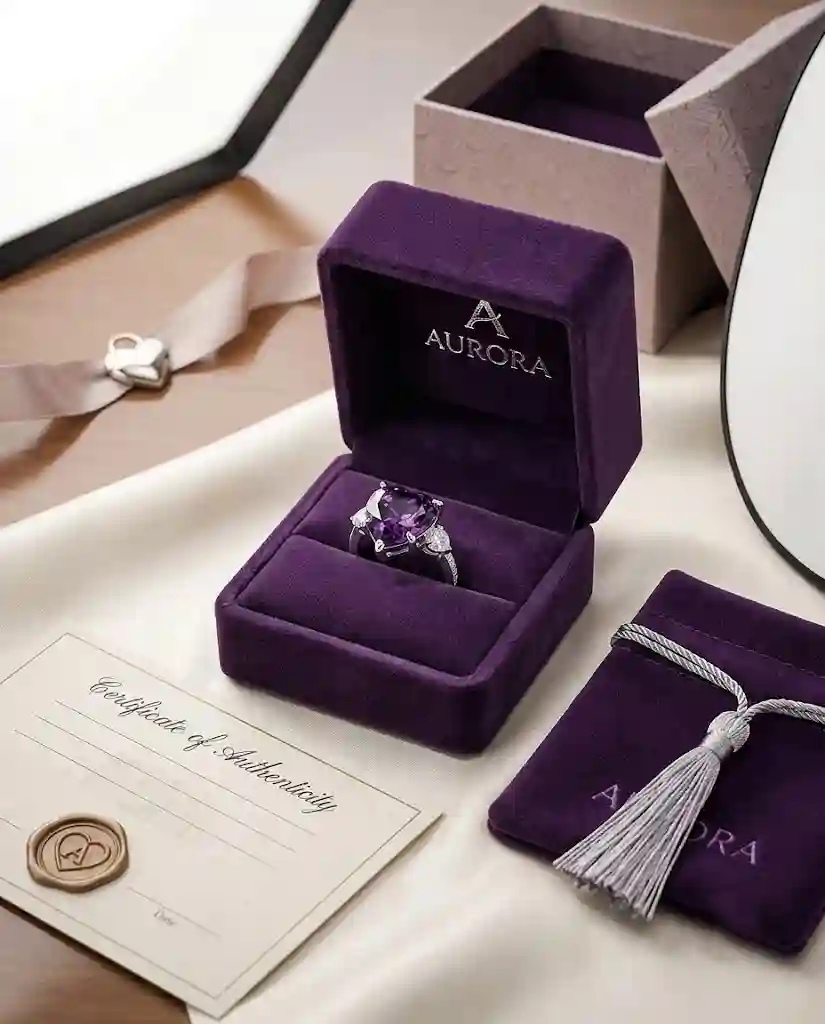 heart diamond ring 925 silver gift packaging luxury box MIRAMETAL